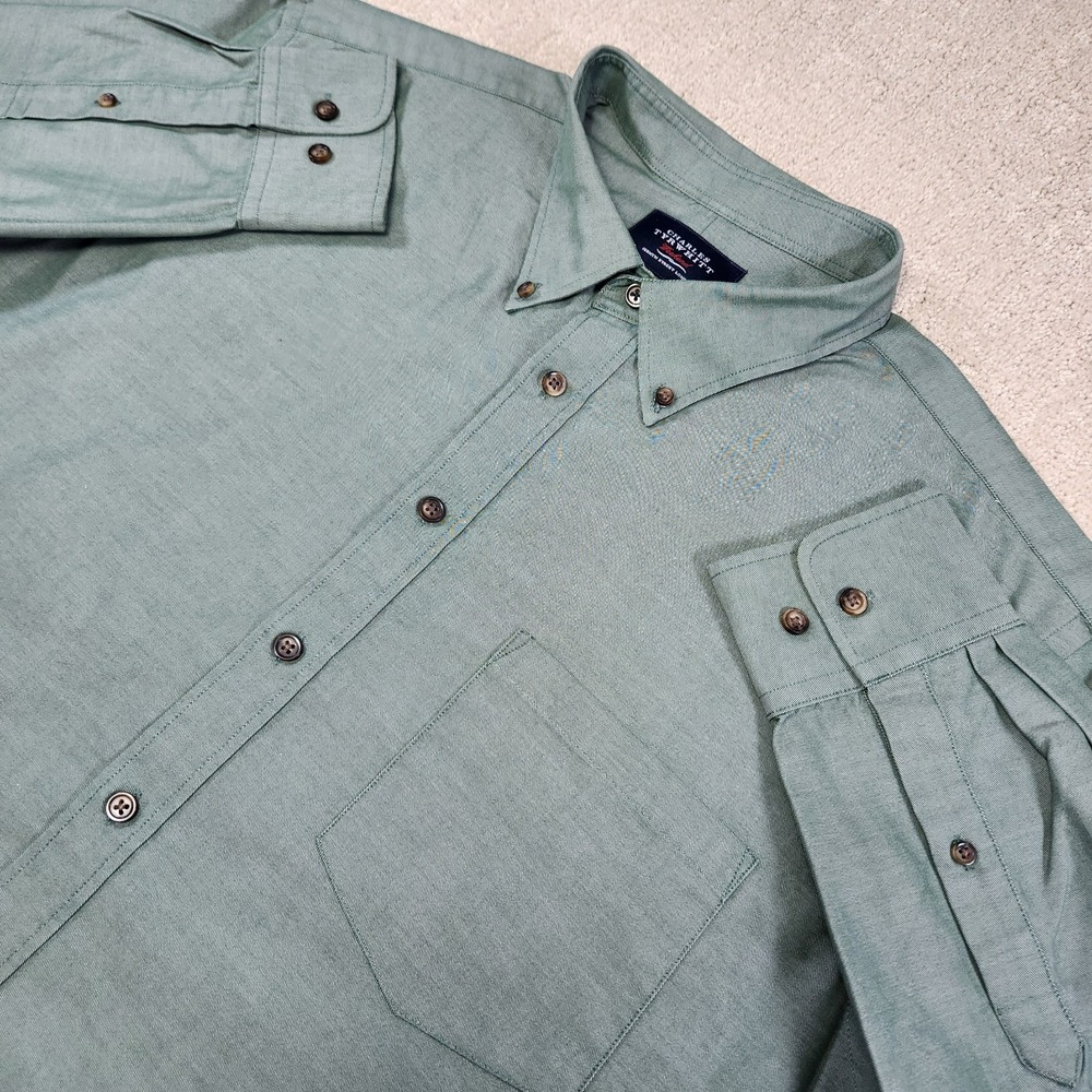 Charles‎ Tyrwhitt Shirt Men XXL Slim Fit Button Down Weekend Green Non Iron